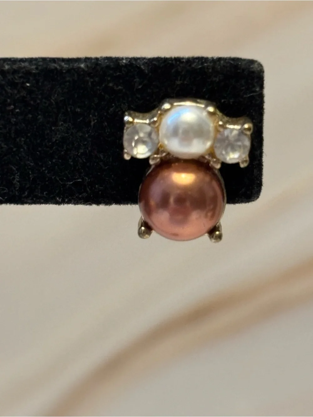 Kate Spade Gold-Tone Faux Pearl & Crystal Stud Earrings 1/2”